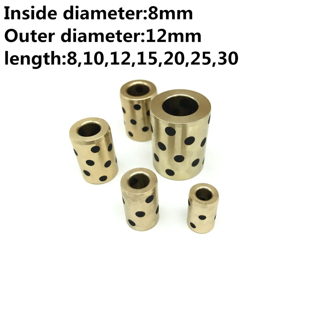 Sleeve Bearing 8 mm Diameter x 10 mm Outside Diameter x 10 mm Length Plain Bearings Oil-Free bushings Pack of 6