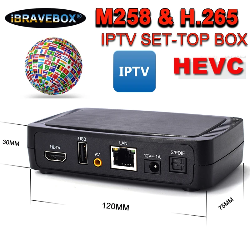 IBRAVEBOX M258 приемник спутниковое IPTV HEVC H.265 1080 P компьютерной приставки к телевизору для цифровой ТВ usb Поддержка Wi-Fi испанско-португальский ccccam