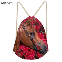 INSTANTARTS Softback женские сумки на шнурке Милые 3D Crazy Horse печать женские рюкзаки многофункциональные студенческие повседневные пляжные сумки