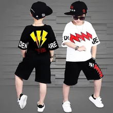 Спортивные костюмы летние комплекты одежды для мальчиков-подростков футболка с короткими рукавами и штаны Повседневная одежда для мальчиков 4, 5, 6, 7, 8, 9, 10, 12, 14, 16 лет