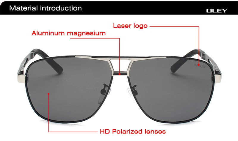 OLEY, Классические поляризованные солнцезащитные очки для мужчин, оправа из алюминиево-магниевого сплава, линзы Polaroid высокой четкости, очки для вождения с антибликовым покрытием