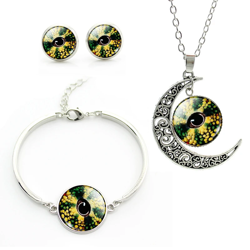 

2016 Newest cute Eye of Sauron Pendant Necklace Stud Earrings Charm Bracelet Set for children Accessories Jewelry Sets JS038