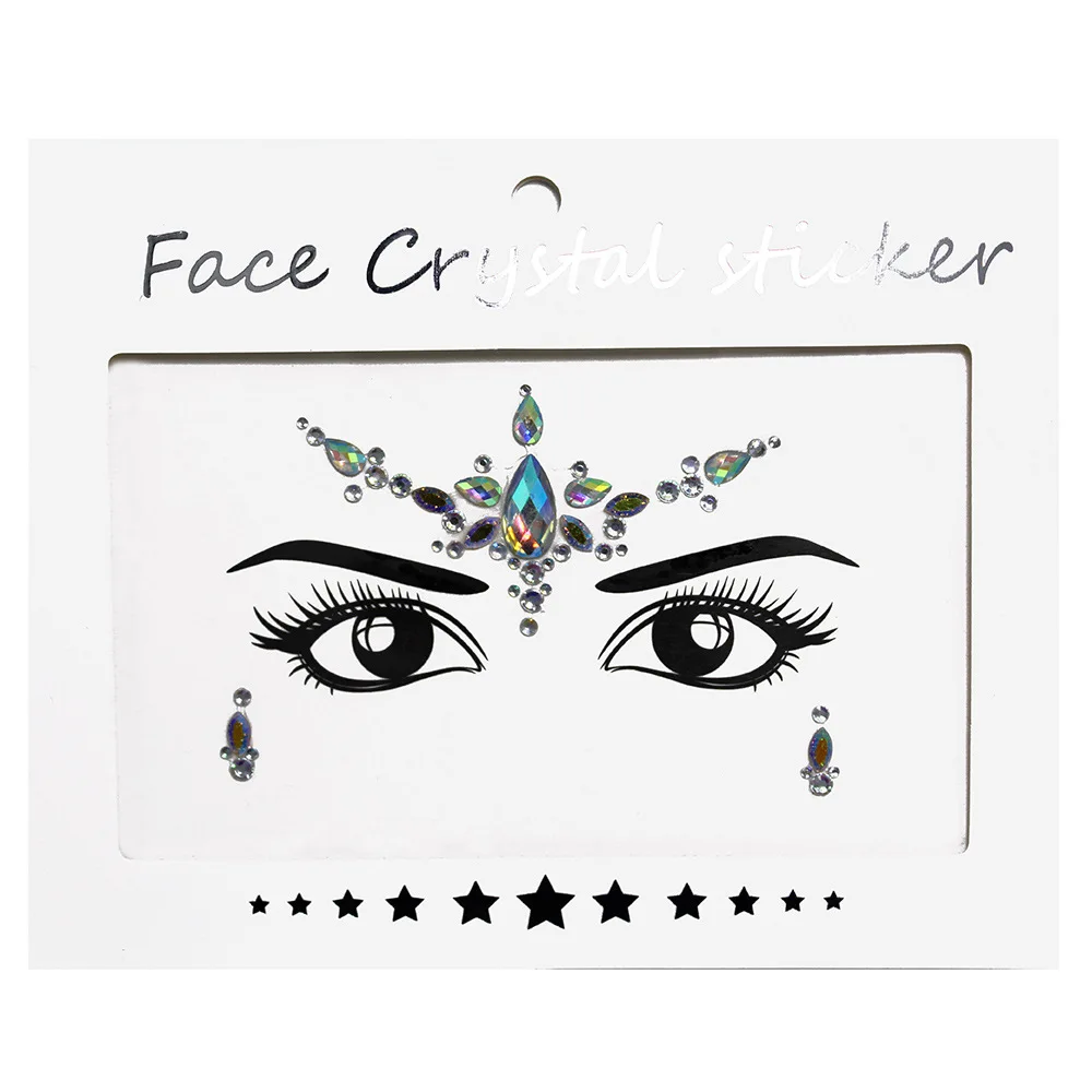 women Temporary Rhinestone Glitter Tattoo Stickers Face Jewels nightclub Party Makeup Flash Beauty Makeup Tools Body Jewels - Цвет: as the picture