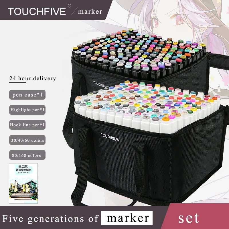 

TouchFIVE Marker Pen 15/36/48/60/72/80/168 Colors Art Markers Set Double Head Artist Sketch Oily Pen Manga Pen Painting set