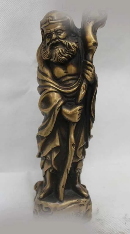 

10"China Chinese Folk Bronze Lucky Eight Immortals Tie Guanli Buddha Statue