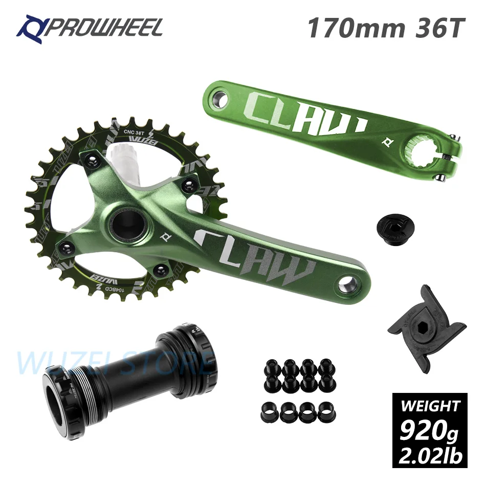 Prowheel 104 BCD mtb велосипед кривошипно 170/175 мм/30/32/34/36/38 T Круглый Звездочка с каретка BB шатун для горного велосипеда - Цвет: 170 Green 36T and BB