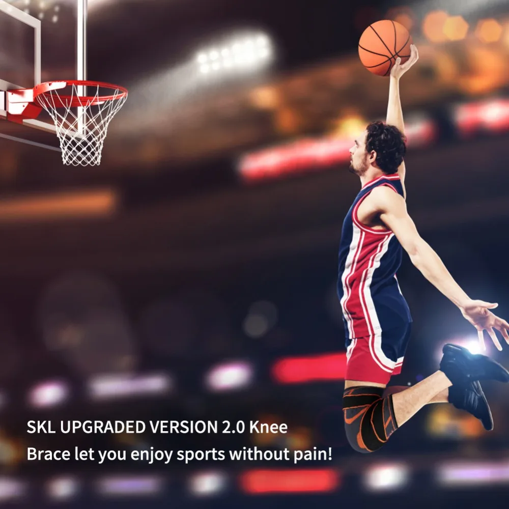 SKL Hiking, Jogging, Running, Basketball, Netball, Squash Knee Brace Support Anti Slip with Detachable Strap for Arthritis Pain SKL Hiking, Jogging, Running, Basketball, Netball, Squash Knee Brace Support Anti Slip with Detachable Strap for Arthritis Pain