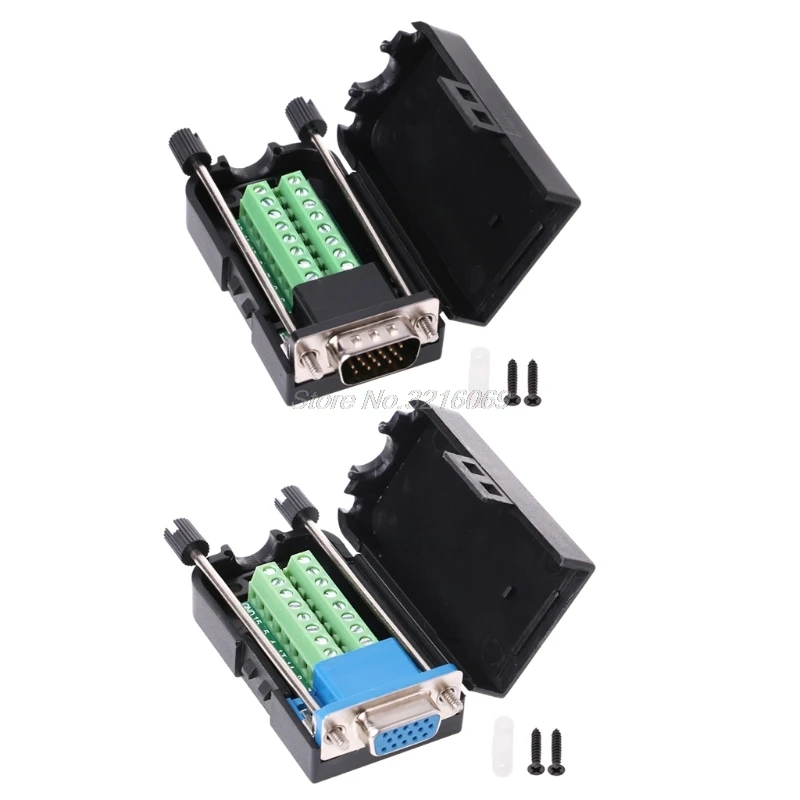 

D-SUB DB15 VGA Male Female 3 Rows 15 Pin Plug Breakout Terminals Screw Type DIY Connector Sep29 Drop Ship