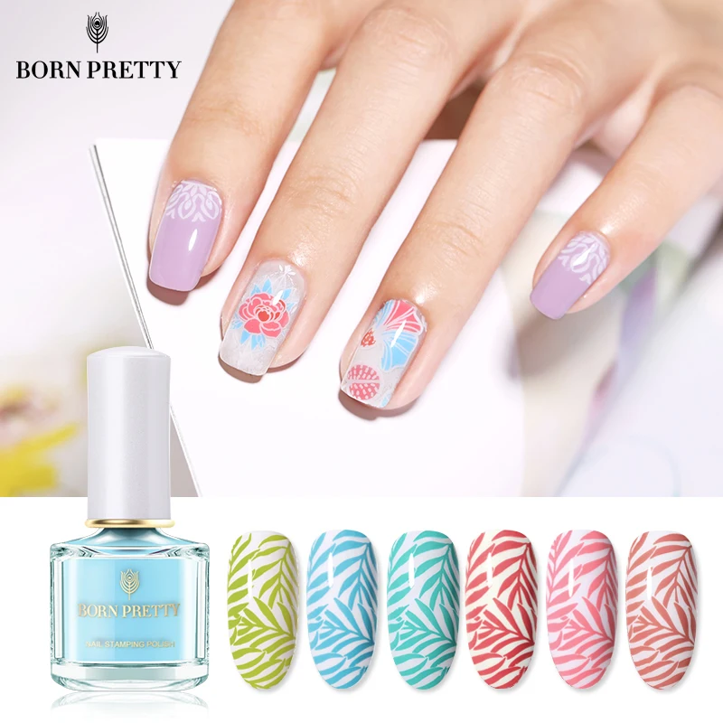 

BORN PRETTY Macaron Series Nail Stamping Polish 6ml Blue Red Pink Image Printing Varnish Summer Color Manicure Art Stamp Lacquer