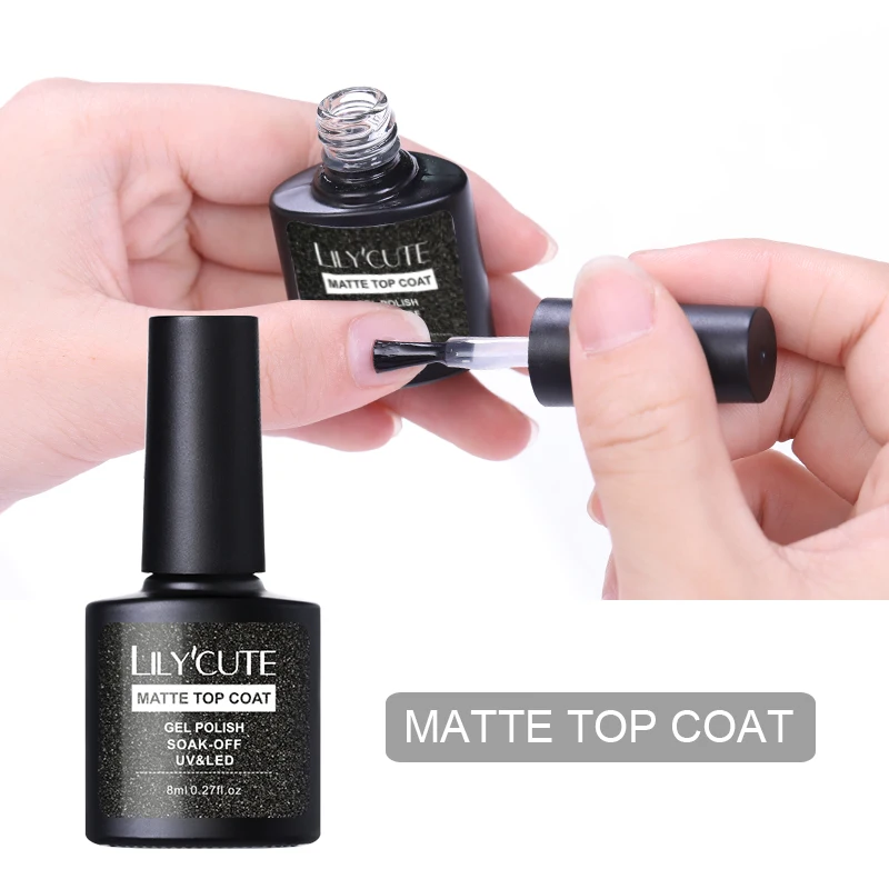 

LILYCUTE Matte Top Base Coat Nail Gel Polish Soak Off UV Gel Manicure Long Lasting Glue Nail Art Varnish 8ML 5ML