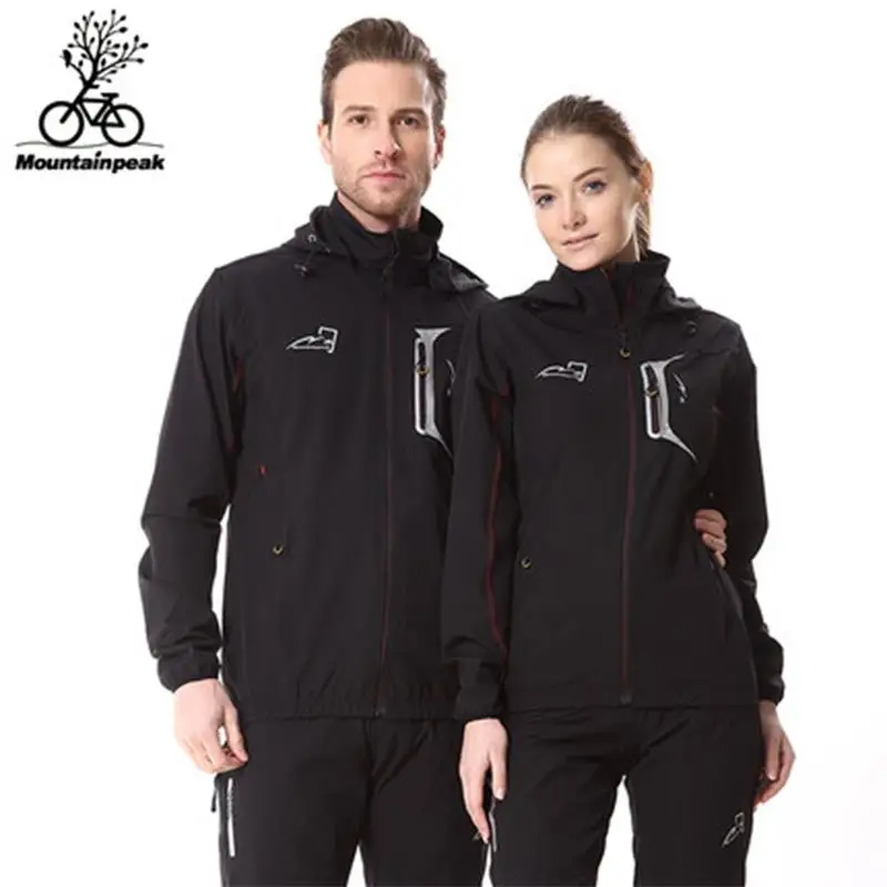

2018 Men Women Cycling Sets Hiking Jacket Sets Camping Softshell Sets Spring Autumn Hooded Riding Windbreaker UV-Protect Jacket