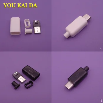 

100sets Mini USB 5 Pin Male Plug Socket Connector&Plastic Cover for DIY Black white