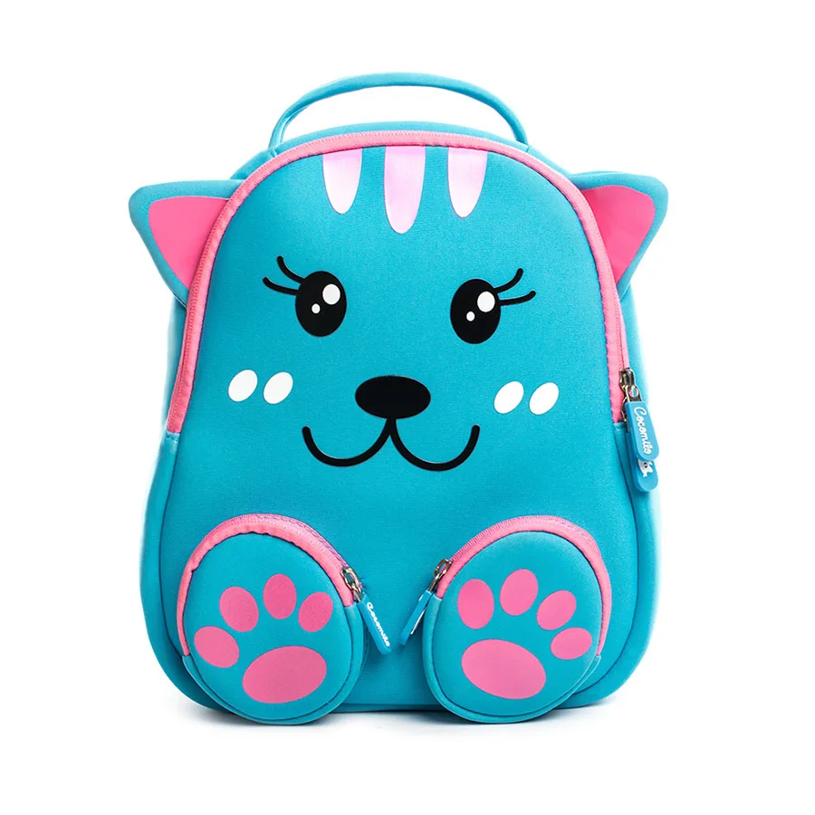 Детская школьная сумка Cocomilo с рисунком маленького медведя, мягкий рюкзак с 3D рисунком кота, маленький детский сад, Детская сумка для детей 2-6 лет - Цвет: blue cat
