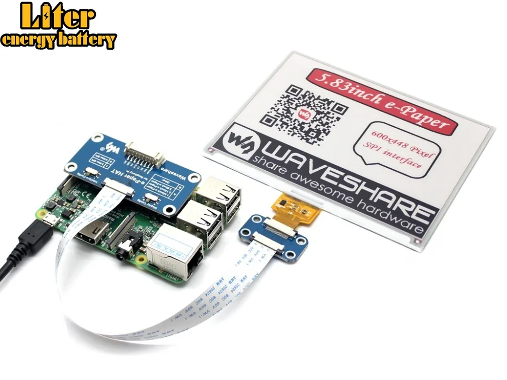 Waveshare 600x448 5 83 дюймов E Ink дисплей шляпа для Raspberry Pi красный/черный/белый три цвета SPI