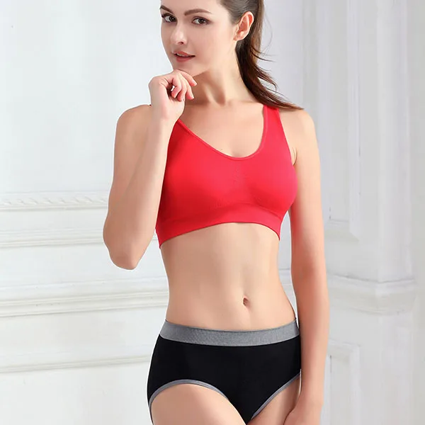 

Women's Sports Underwear Soft Sports Yoga Fitness Stretch Breathable Workout Vest Seamless Fill Bra 8