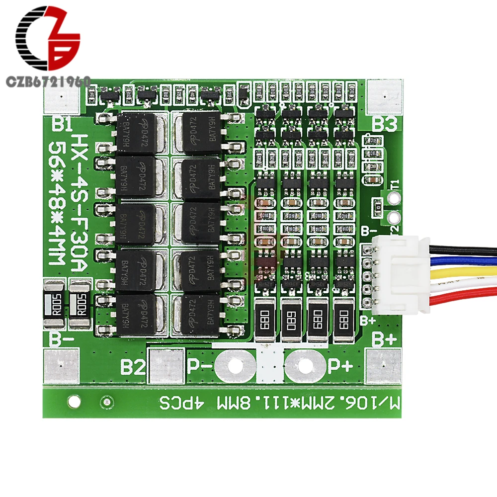 4S 30A 14,8 V литий-ионный аккумулятор 18650 BMS пакеты Щит защиты печатной платы модуль баланс интегральные схемы с проводом 45x56X3mm