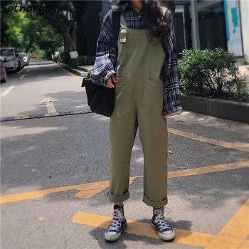 

Jumpsuits Women Loose Pockets All-match Summer Leisure Ulzzang Playsuits Womens Korean Style Daily Ankle-length Students Chic