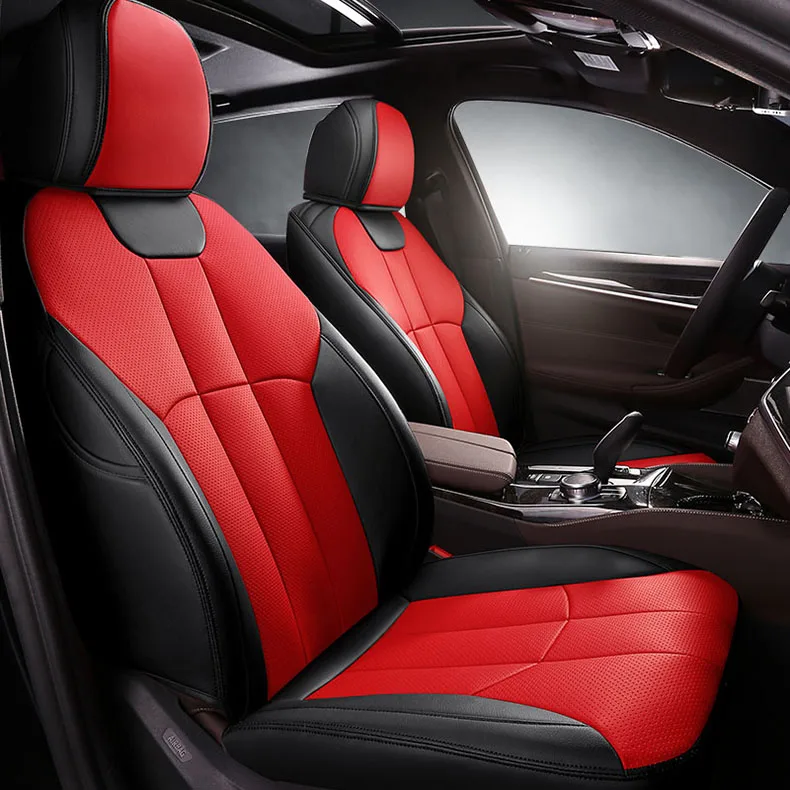 Кожаные чехлы для сидений автомобиля на заказ для honda Accord odyssey fit city crosstour EV Concept crider vezel AVANCIER автомобильные аксессуары - Название цвета: BLACK RED