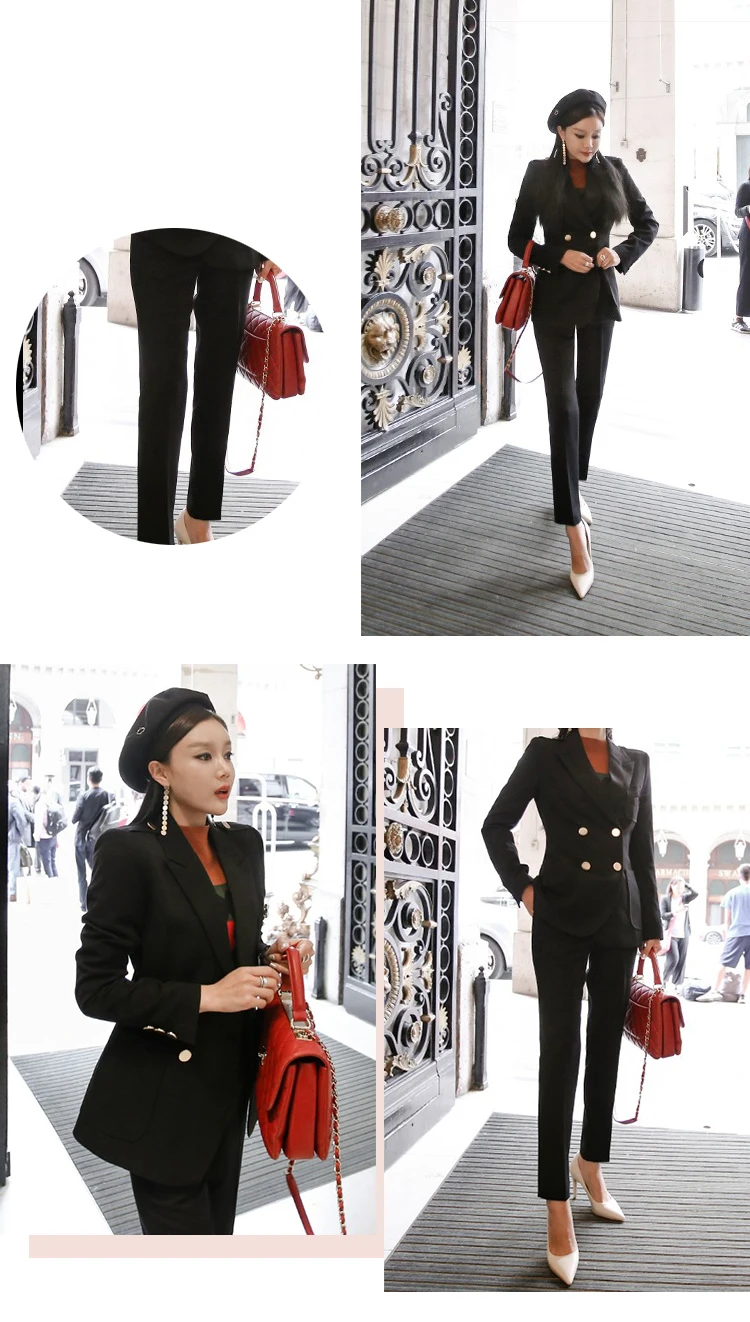 Новое поступление женский высококачественный темпераментный модный костюм тонкие брюки удобные теплые трендовые уличные офисные свежие черные брючные костюмы