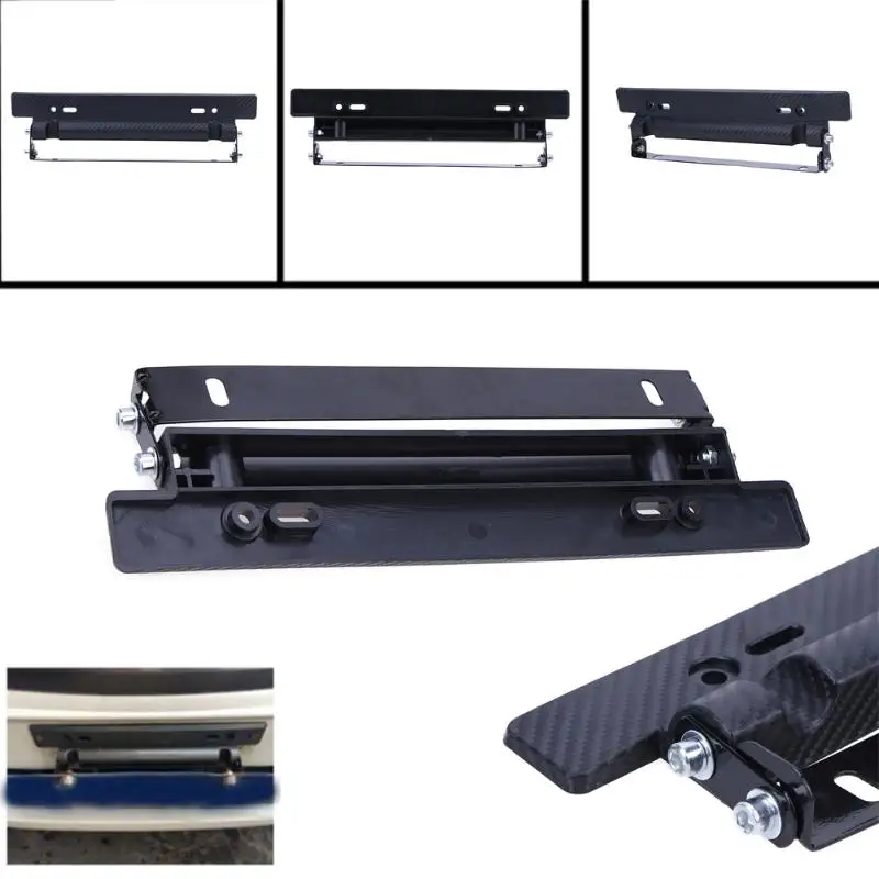 Universal Bumper Mount Bracket Holder License Plate Frame Bar Carbon Fiber Style