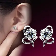 Романтический цветок из австрийского горного хрусталя серебряные серьги 925 пробы украшения Для женщин Модные украшения NY043