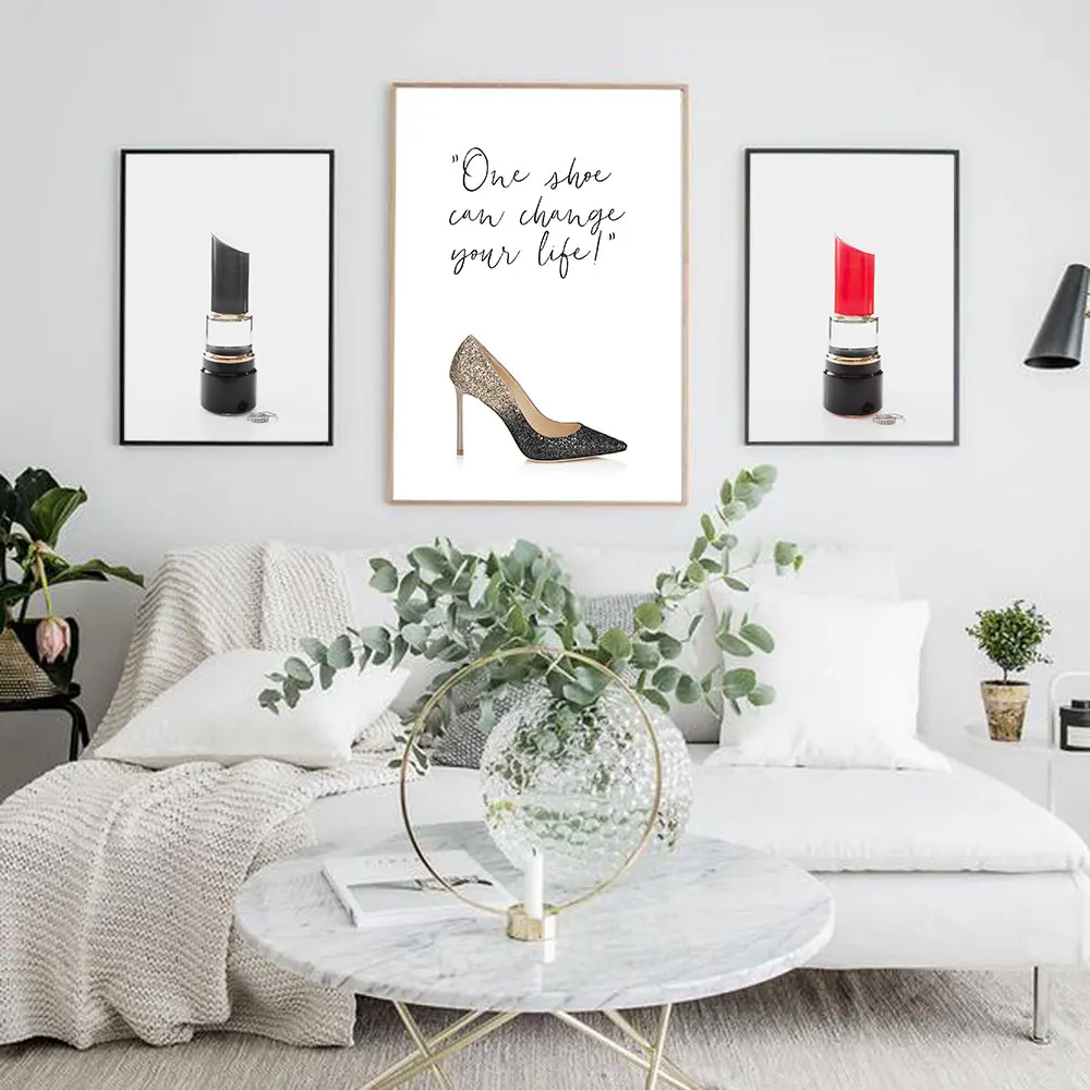 

Fashion High Heel Shoes Poster Canvas Prints Minimalist Wall Art Decorative Picture for Living Room Nordic Style Unframed