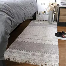 Nordic Многофункциональный ковер Лен татами украшения прикроватные коврики черный белый противоскользящим ковер коврик открытый ковры входной двери