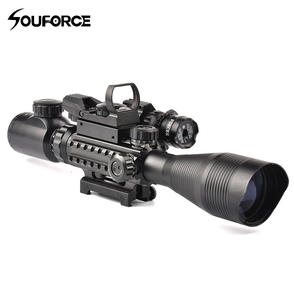 

Tactical 4-12X50EG Rifle Scope with Holographic Dual Illuminated Dot Sight and Red/Green Laser Combo for Rifle Airsoft Gun Sight
