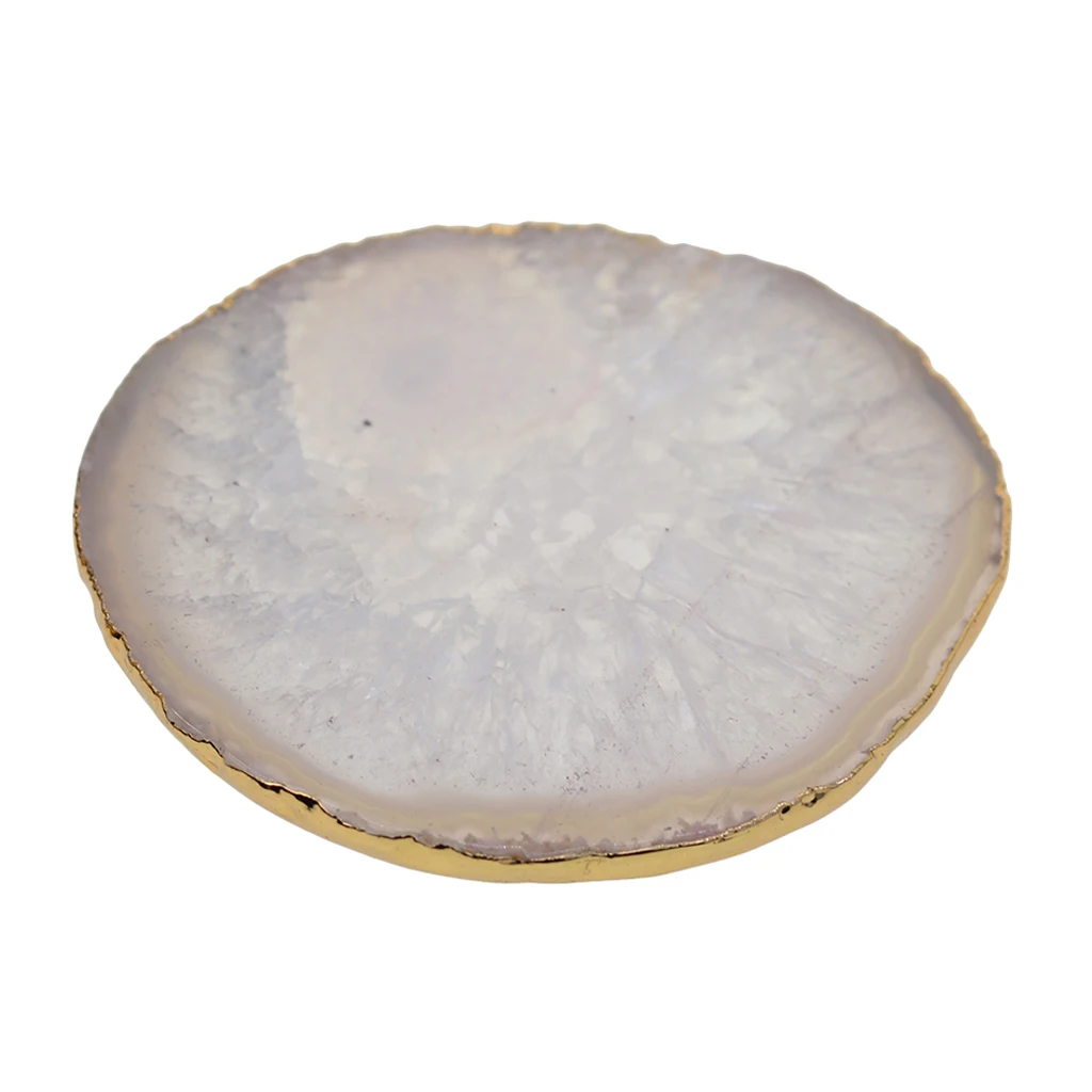 2 Pack Agate Slices Geode Stones Gold Edge, Coasters Cup Mat, 60 -80 mm, for Jewelry Making, Home Decoration, DIY Crafts