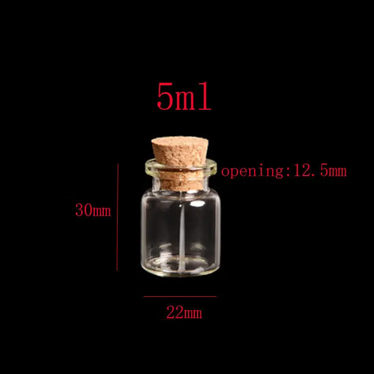 

5ml (50pc/lot) cork stoppered vial, glass tube with wood cork, glass sample vial, 5cc wishes bottle,Mini clear glass corked jar