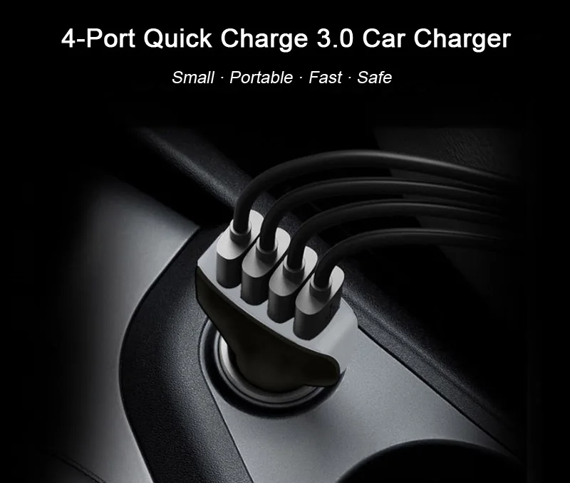 Быстрая зарядка 3,0 автомобиль Зарядное устройство 4-зарядное устройство для быстрой зарядки телефона Зарядное устройство адаптер в автомобиль для iPhone X 7 8 плюс samsung S8 S9 смарт-телефонов