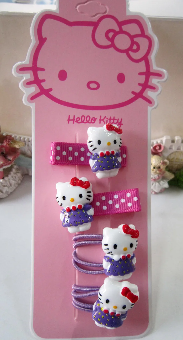 Модные детские головные уборы, элегантные милые заколки для волос hello kitty, резинки, резинки, аксессуары для волос, заколки резинки для волос для детей - Цвет: 1