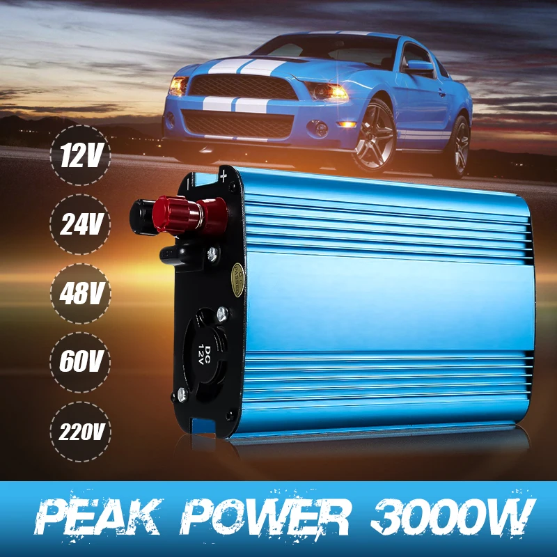 

KROAK Inverter 12V 24V 48V 60V 220V 3000W Peak Car Power Inverter Voltage Transformer Converter 12V To 220V Solar Inversor