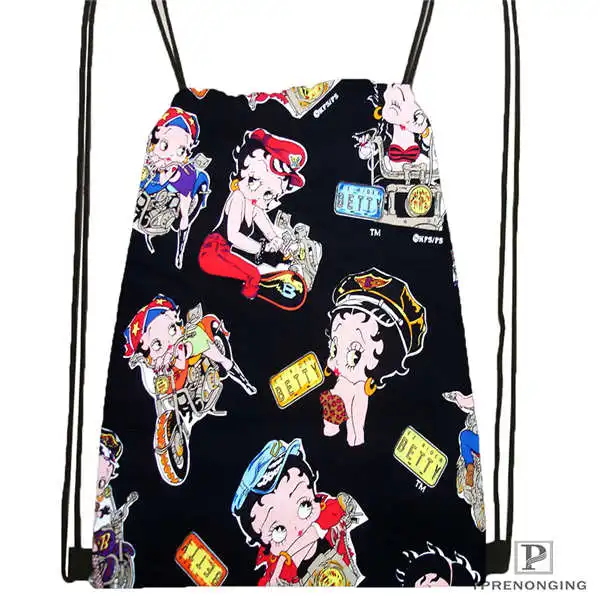 Custom BETTY BOOP STANDARD Drawstring Backpack Bag Cute Daypack Kids Satchel Black Back 31x40cm 2018612 01