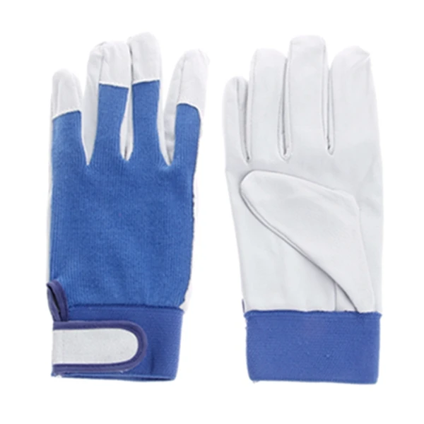 1 пара перчатки из свиной кожи износостойкие перчатки для вождения - Цвет: Blue