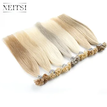 Neitsi Straight Keratin Capsules Human Fusion Hair Nail U Tip Machine Made Remy Pre Bonded Hair Extension 16 2