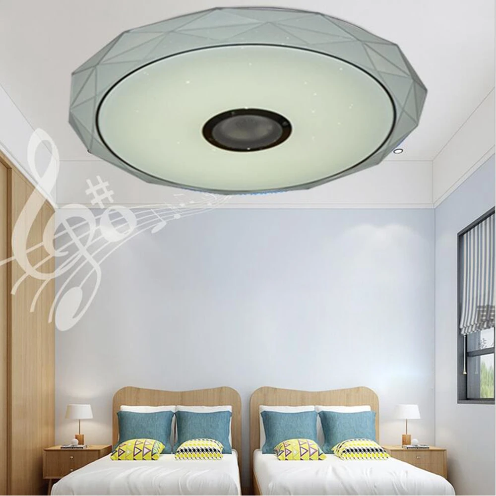 

36W Ceiling Light Modern With Bluetooth Speaker Diamond Shape LED Ceiling Lights for Living Room Kitchen Kids Room Music Player
