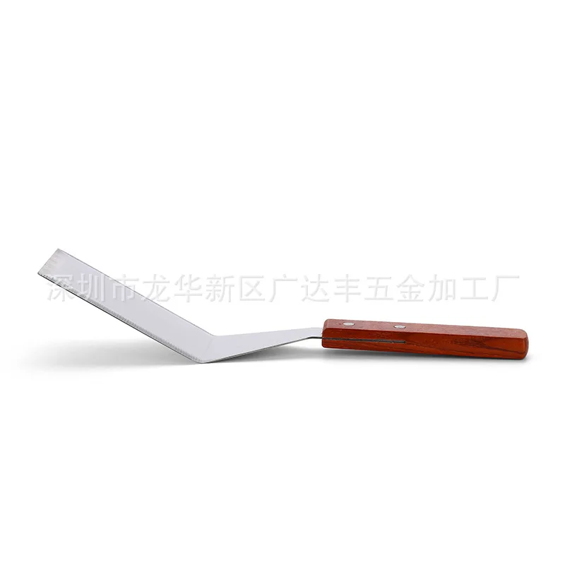 HMROVOOM Stainless steel kitchen cooking shovel wooden handle, iron plate roast steak steak shovel kitchen household