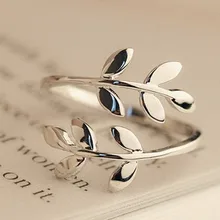 Очаровательная Серебряная ветка с листьями оливкового дерева Открытое кольцо для женщин регулируемые обручальные кольца сустав пальца ювелирные изделия