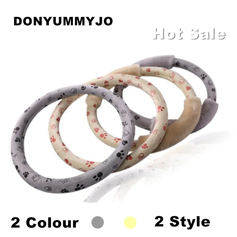 

DONYUMMYJO 2 Color Soft Cute No Bad Smell Footprint Auto Car Interior Accessories Steering Wheels Cover Anti-slip 38CM 15"