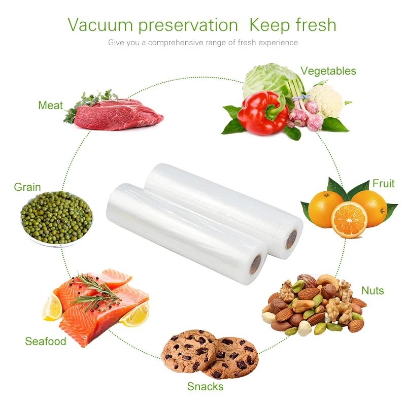 ATWFS 5 Rolls/lot Vacuum Bags for Food Vacuum Sealer Bags Packing Machine Storage Bag 12/17/20/25/28cm*500cm