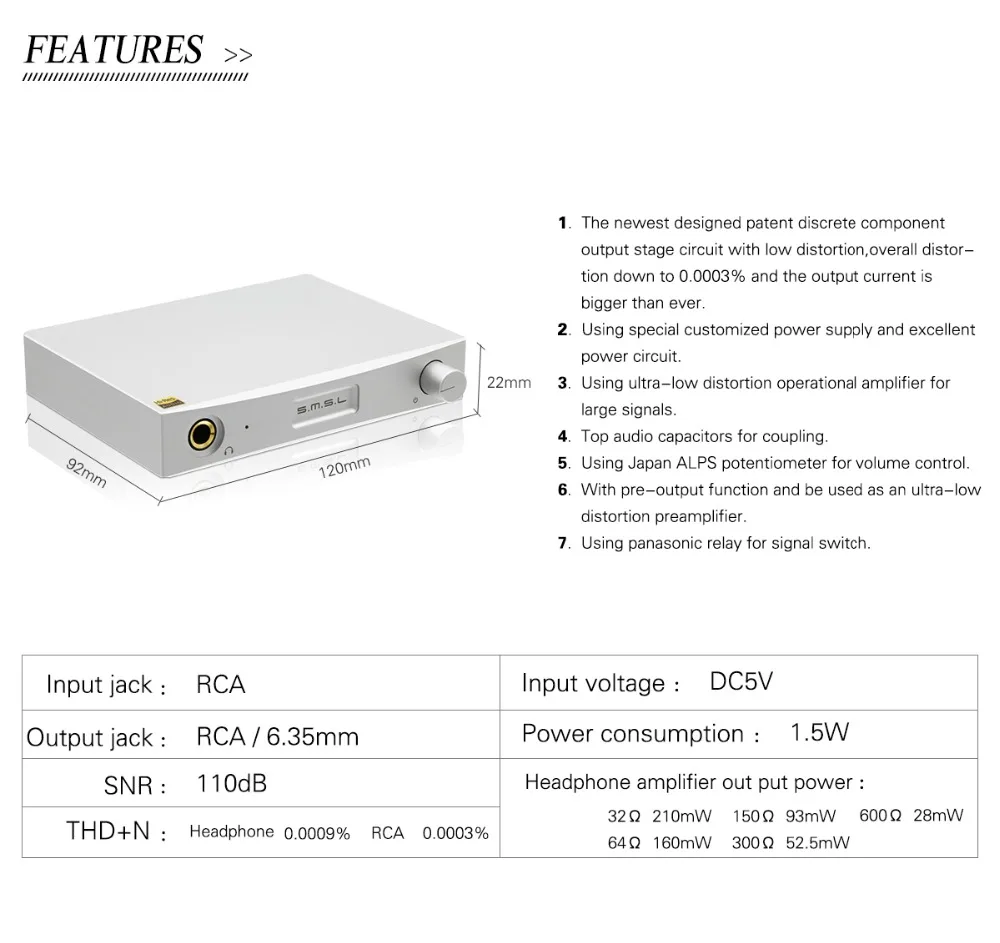 Новое поступление SMSL SAP-12 класс A/B усилитель для наушников RCA вход/выход 6,35 мм высококачественный дизайн с низким разъемом усилителя