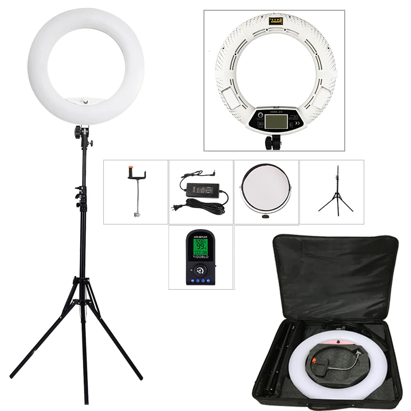 Prix pour Yidoblo blanc FE-480II 5600 K Dimmable Caméra Anneau Lumière 480 LED Vidéo Lumière Lampe LCD RC Éclairage Photographique + 2 M stand + sac à main Prix pour Yidoblo blanc FE-480II 5600 K Dimmable Caméra Anneau Lumière 480 LED Vidéo Lumière Lampe LCD RC Éclairage Photographique + 2 M stand + sac à main