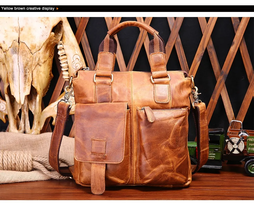 JOYIR Genuine Leather Men's Briefcase Male Leather Business Office Laptop Men's Bag Messenger Shoulder Crossbody Bag Handbags