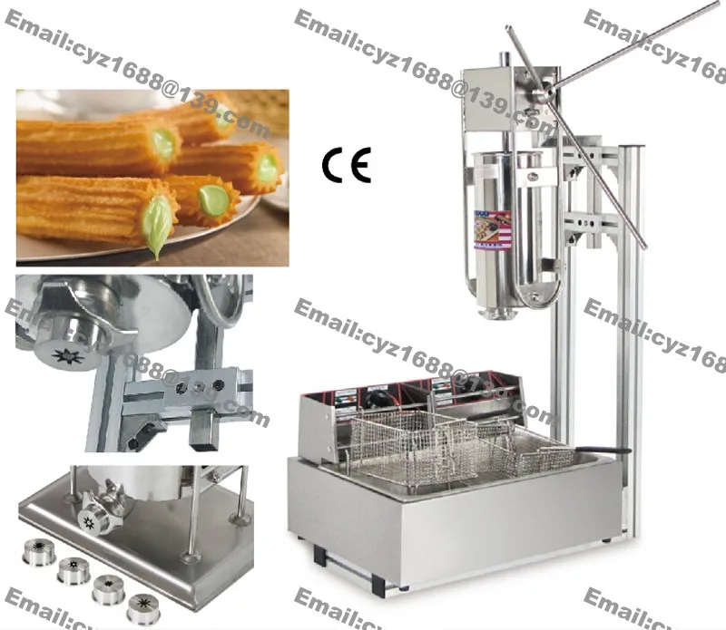 

Free Shipping Stainless Steel Heavy Duty 3L Vertical Manual Spanish Churro Maker Machine w/ 12L Electric Fryer