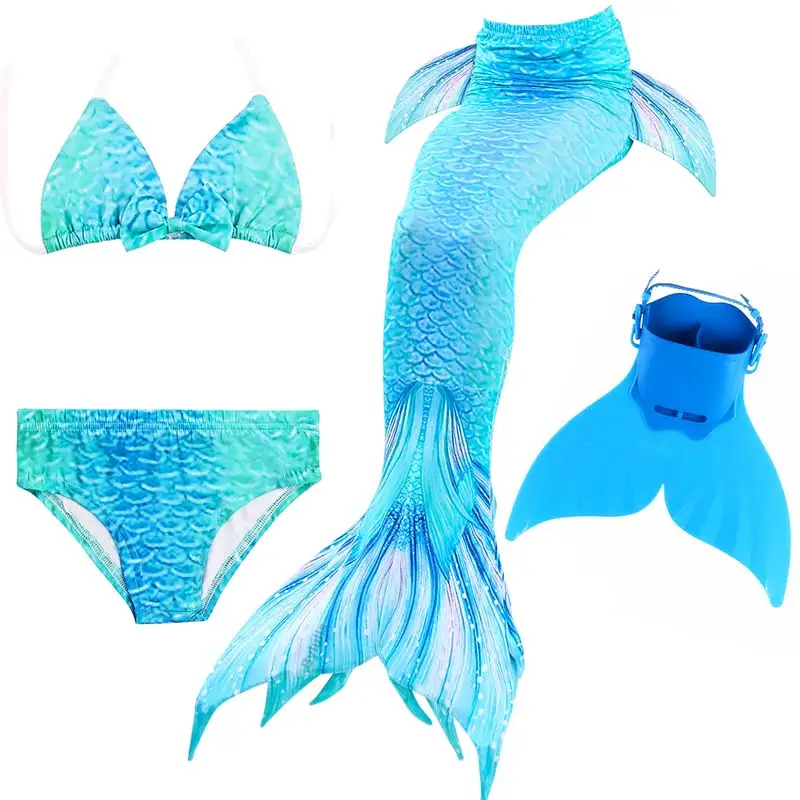 

22 Colors New Ariel Children Swimming Mermaid Tail With Monofin Flipper Girls Kids Swimsuit Swimmable Mermaid Tails Costume