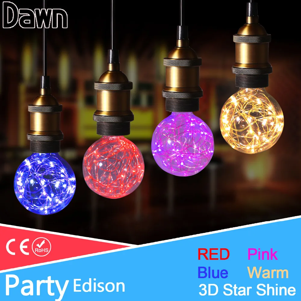 

Blue/Red/Pink/Warm White Fairy G95 LED Bulb Lamp E27 220V RGB String Light Filament Vintage Decoration Holiday Christmas Wedding