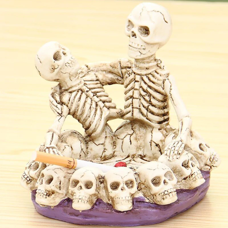 

Statues Africa Home office Decor Cigarette Smoking Ashtray Skull For Decoration Handicraft Human Resin Skulls Sculpture Abstract