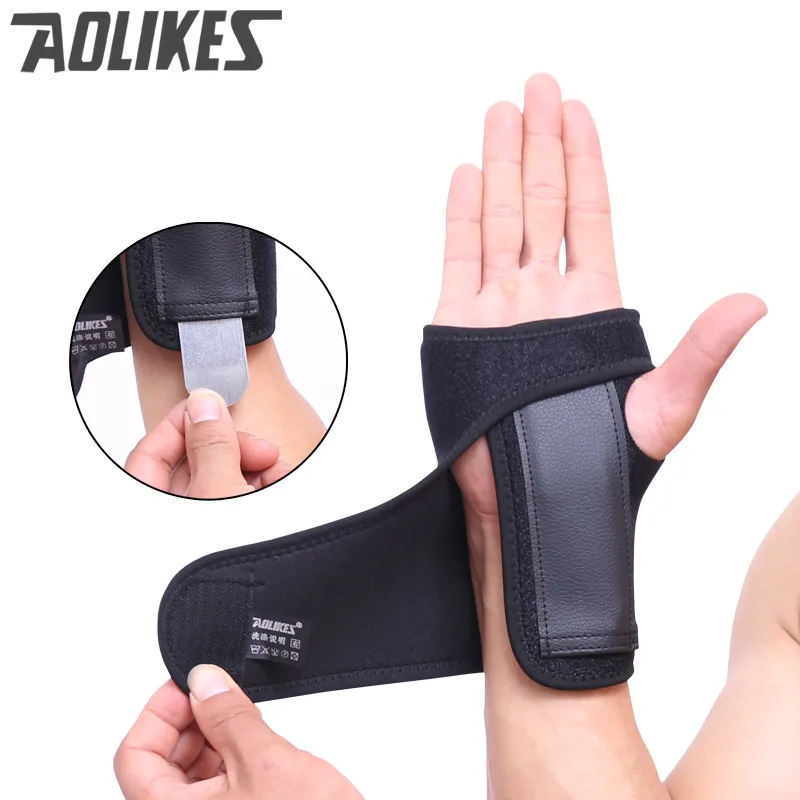 

Aolikes Adjustable Hand Brace Sport WristBand Safe Steel Wrist Support Splint Arthritis Sprains Strain Hand Bandage Wrist Wraps