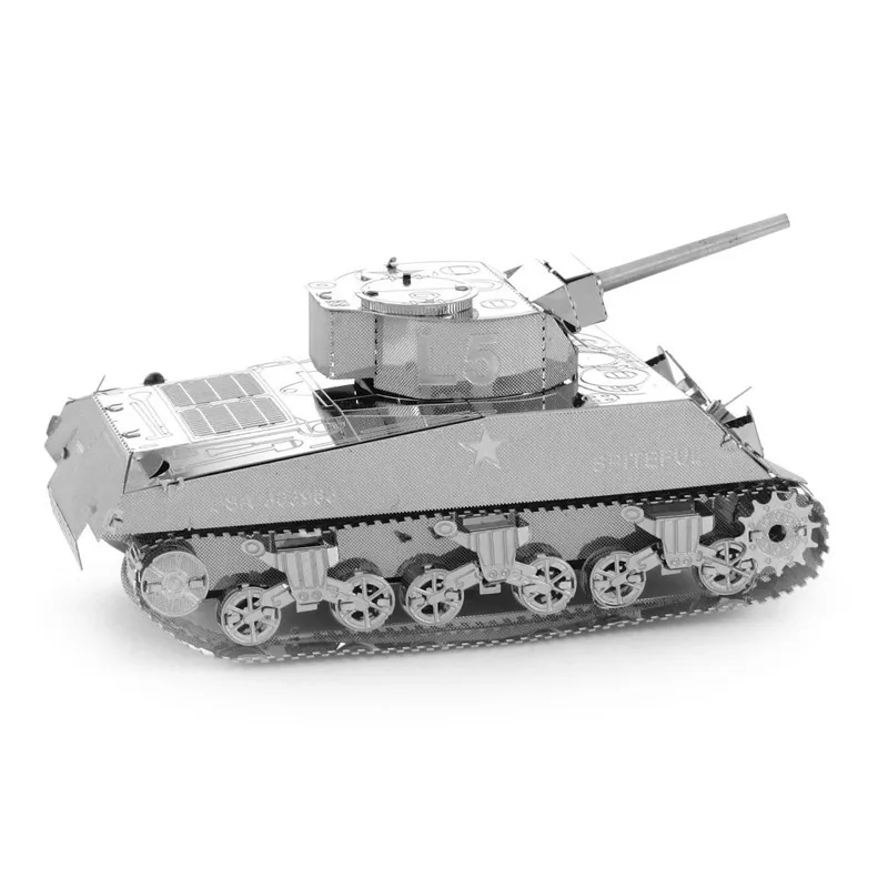 Ww2 M4 Sherman Средний Танк Мира Весело 3d Металл Diy Стали Масштаба Миниатюрные Модели